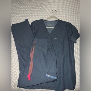 Figs Heather Denim Scrub Set